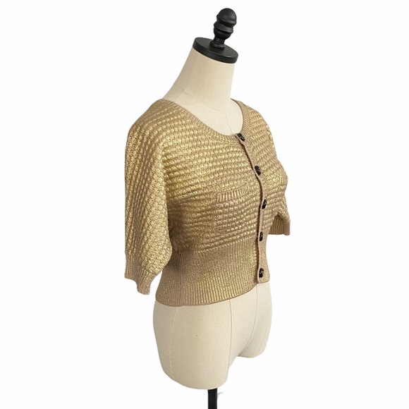 DSquared Metallic Gold Cropped Cardigan | M - Picture 2 of 10